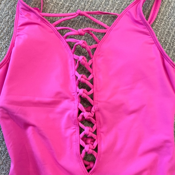 Lilly Pulitzer NWT Pink Lace-Up One-Piece Swimsuit - Picture 2 of 4